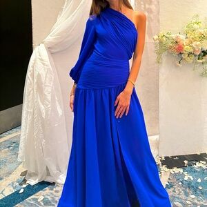 Bronx and Banco blue off shoulder, maxi dress